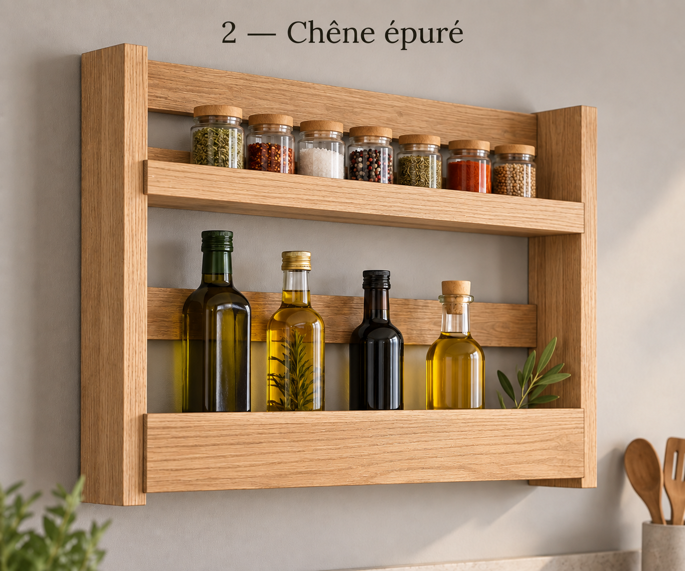 Proposition générée par IA — Variante 2 : étagère de même esprit en bois clair